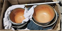 Box of Large Hand Thrown Pottery Bowls