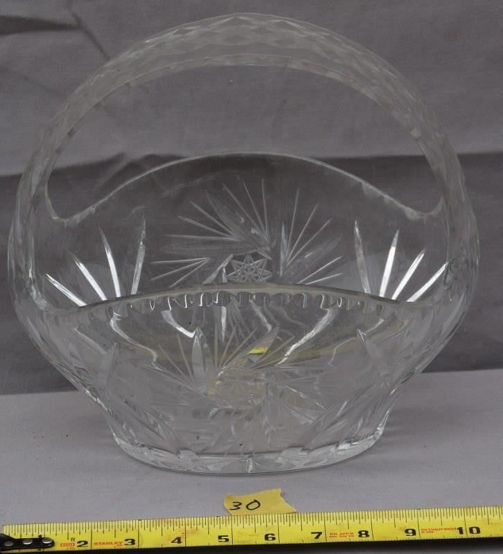 30P: crystal basket, 9 ½” x 10”