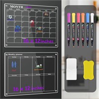 16"x12" 2-Piece Magnetic Calendar For Fridge