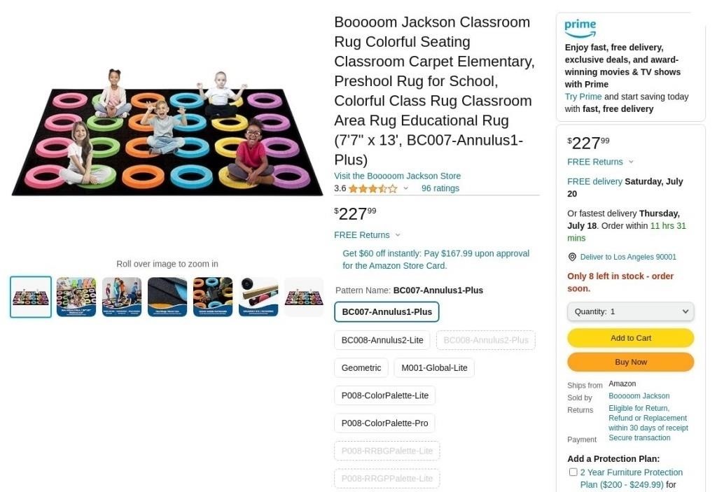 W8720  Booooom Jackson Classroom Rug 77 x 13