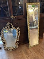 2 Gold  mirrors (small needs glue) Large 52”X15