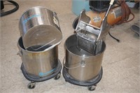 2 Commercial Stainless Steel Mop Buckets W/Wringer