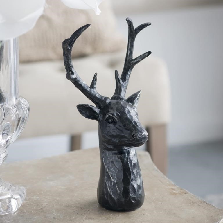 A&B Home Deer Head Sculpture - Deer Figurine Black