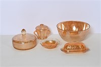 Vtg Jeannette Glass & Floragold Iridescent Pieces
