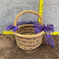Woven Hand Basket w/ Purple Ribbon