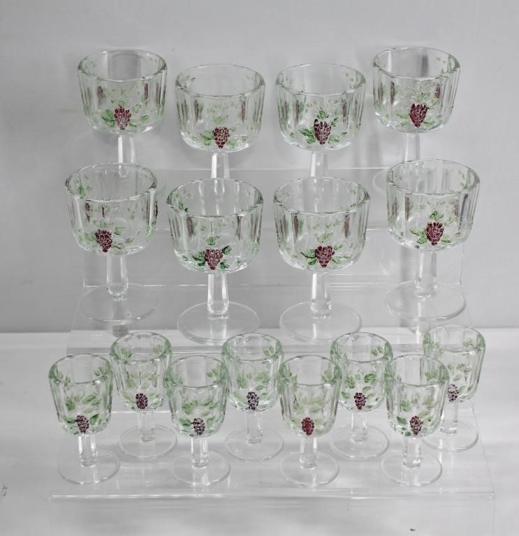16 pcs Hand Painted Wine / Cordial Stems