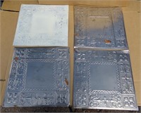 4 Tin Pie Safe Raised Panels 12" X 12" one painted