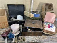 Box of barn finds - metal lock boxes *one with