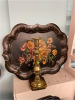 Large Virginia Metal Crafters Candle Stick & Tray