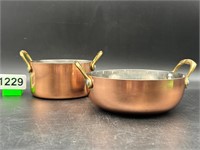 Cute little Copper pots with brass handles