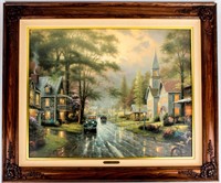 Art Kinkade Hometown Evening Litho on Canvas COA