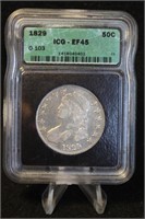 1829 Certified Capped Bust Silver Half Dollar