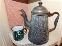 Granite ware kettle, cup