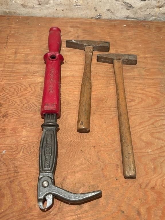 Nail Puller and Pair of Tack Hammers