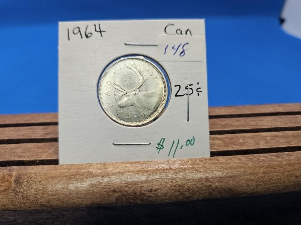 1-1964 SILVER 25 CENT COIN UNC