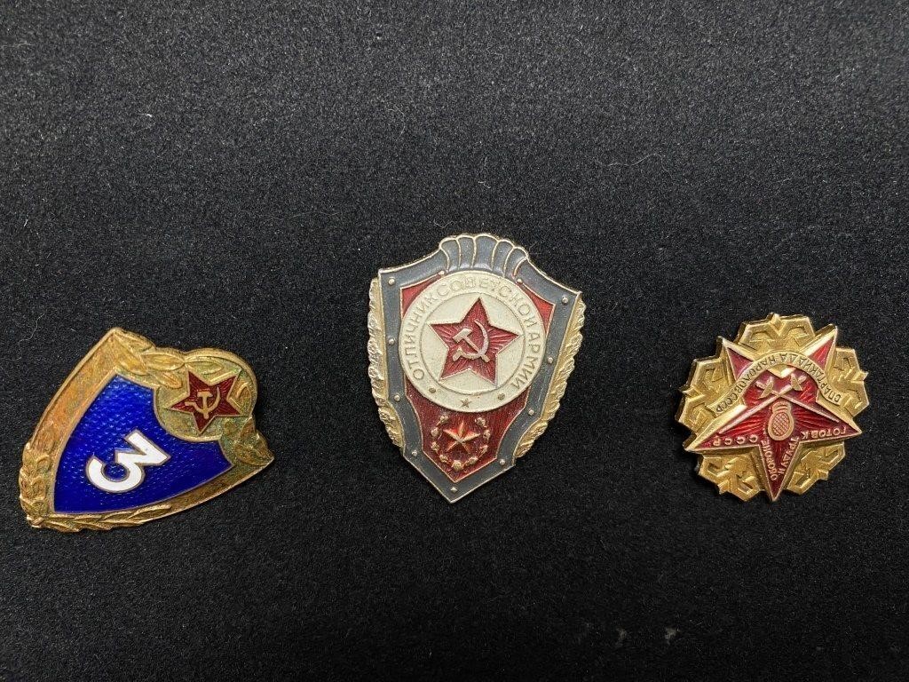 3 Russian Badges Medals