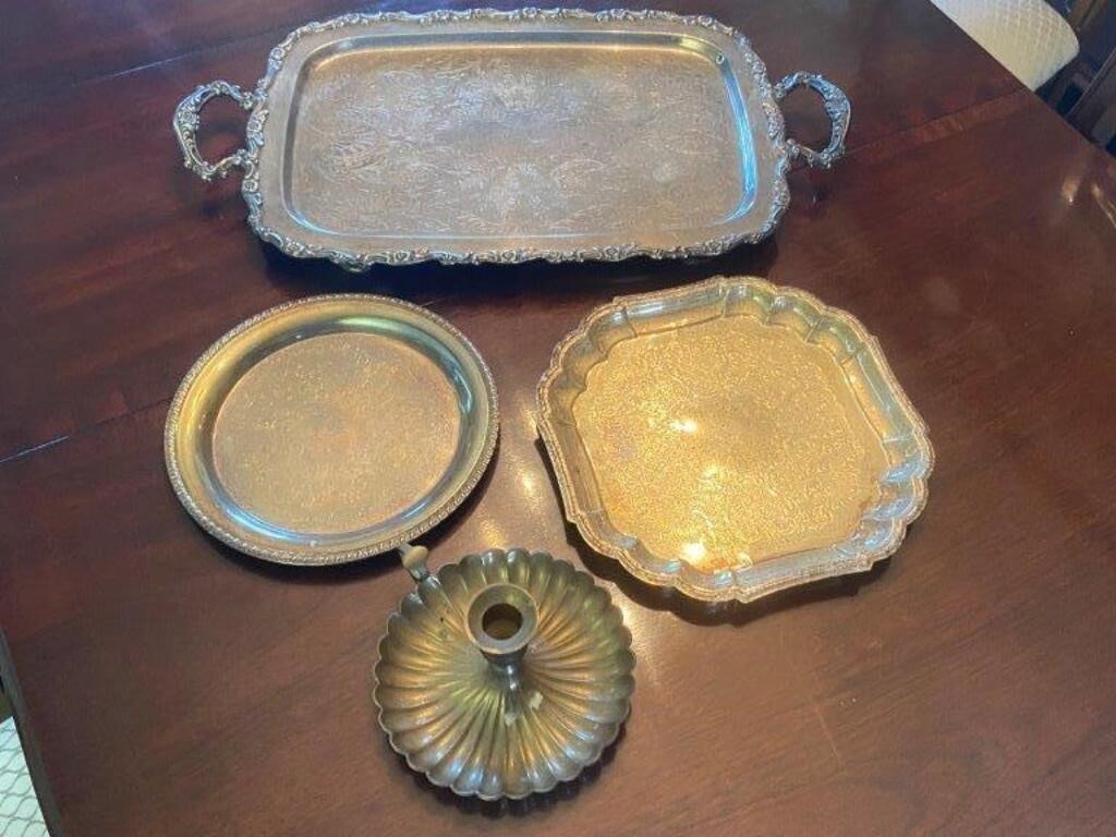 3 Serving Trays & Candle Holder