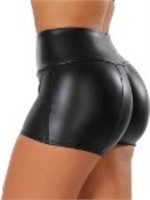 Women's Faux Leather Shorts High Waist Rave Dance