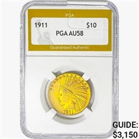 1911 $10 Gold Eagle PGA AU58