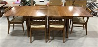 Wooden drop leaf dining table w/ 2 leaves,  &