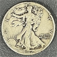 1942-D Walking Liberty Silver (90%) Half Dollar