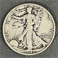 1945 Walking Liberty Silver (90%) Half Dollar