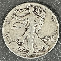 1942 Walking Liberty Silver (90%) Half Dollar