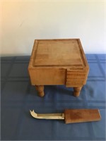 Wooden Shoeshine Box w/Brushes & Access.