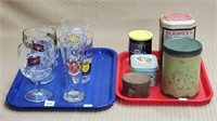 Advertising Tins & Bar Glasses Lot