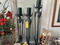 WROUGHT IRON CANDLE HOLDERS - 1- 35'' / 2- 30''