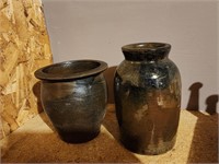 Antique Glazed Stoneware Crocks 1880s