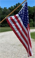 50 Star American Flag & Wood Pole