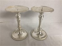 Pair of Silver Pillar Candle Holders