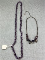 Lot of 2 Amethyst Geode Necklaces