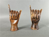 Pair of Hang Loose Hand Carvings