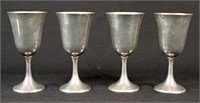 Four Sterling Silver Water Goblets 6 3/4" High