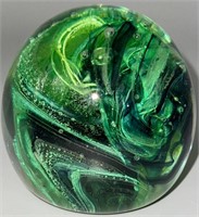 Hand Blown Green Art Glass Paperweight
