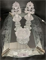 Etched Mirrored Vanity Tray, Glass Accessories.