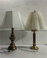 Two Brass Toned Table Lamps M14D