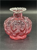 Fenton Ruby Overlay Diamond Optic small Vase