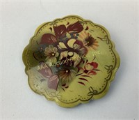 Hand painted Russian lacquer brooch, signed on