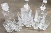 3 Decanters & 6 Glasses