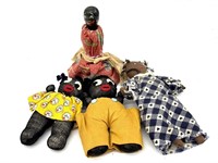 Vintage Folk Art Americana Figural Dolls and Bell