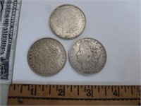 3 Morgan Silver Dollars 1921, 1921 D, 1921 S