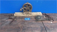 ANTIQUE ROPE MAKER WITH HORSE BRIDLES