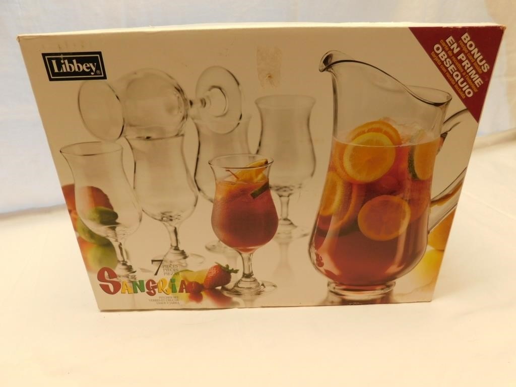 Unopened box, Libbey Sangria pitcher, 6 goblets