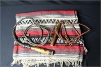 Indian Style Blanket & 2 Whips