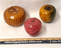 APPLES Lot-Heavy Paper Weight/Wicker Box/Wood