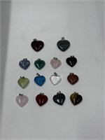 Lot of Heart Shaped Stone Pendants