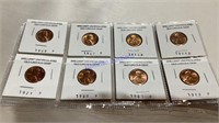8 old uncirculated Lincoln cents